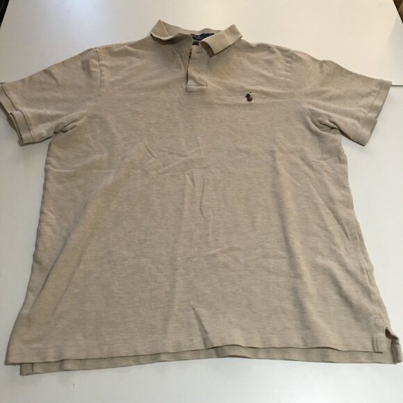 Polo Ralph Lauren Classic Fit Mens Large Polo Shirt Beige Preppy - Picture 1 of 8